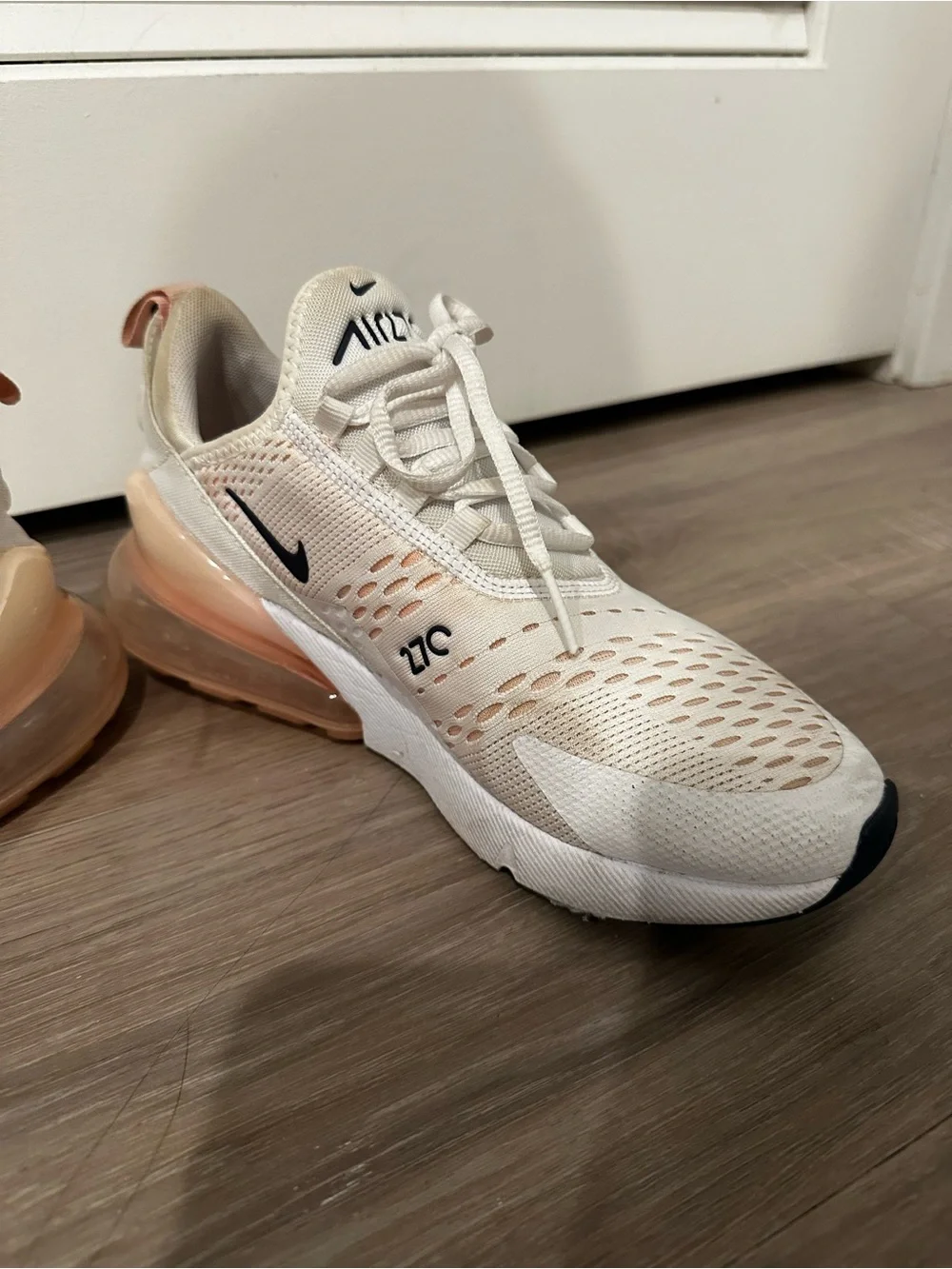Nike Air Max 270 Sneakers in White and Peach